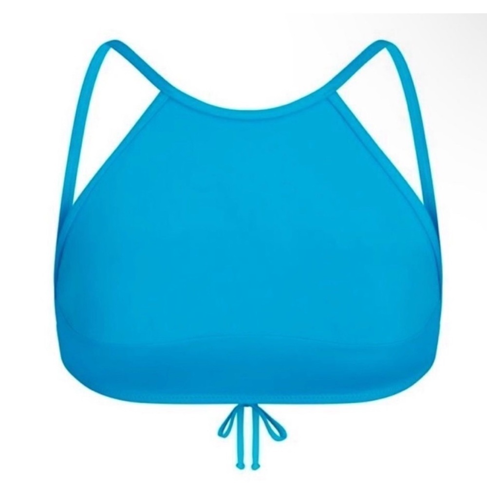 NWOT SKIMS Neon Blue Recycled Swim High Neck Bikini Top - Picture 3 of 8